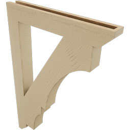 Ekena Millwork - BKTUR035X26X38BOA06RCPR - Timberthane Faux Wood Balboa Style Bracket, Slat Ends, 3 1/2"W x 26"D x 38"H, Primed Tan