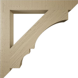 Ekena Millwork - BKTUR035X28X28BOA06RCPR - Timberthane Faux Wood Balboa Style Bracket, Slat Ends, 3 1/2"W x 28"D x 28"H, Primed Tan