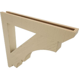 Ekena Millwork - BKTUR035X28X28BOA06RCPR - Timberthane Faux Wood Balboa Style Bracket, Slat Ends, 3 1/2"W x 28"D x 28"H, Primed Tan