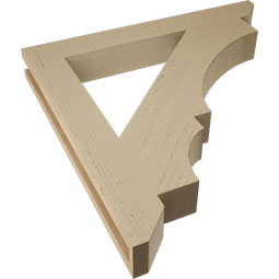 Ekena Millwork - BKTUR035X28X28BOA06RCPR - Timberthane Faux Wood Balboa Style Bracket, Slat Ends, 3 1/2"W x 28"D x 28"H, Primed Tan