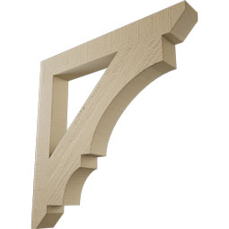 Ekena Millwork - BKTUR035X28X28BOA06RCPR - Timberthane Faux Wood Balboa Style Bracket, Slat Ends, 3 1/2"W x 28"D x 28"H, Primed Tan