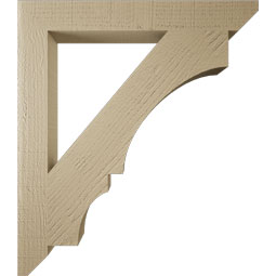 Ekena Millwork - BKTUR035X28X32BOA06RCPR - Timberthane Faux Wood Balboa Style Bracket, Slat Ends, 3 1/2"W x 28"D x 32"H, Primed Tan