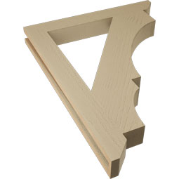 Ekena Millwork - BKTUR035X28X36BOA06RCPR - Timberthane Faux Wood Balboa Style Bracket, Slat Ends, 3 1/2"W x 28"D x 36"H, Primed Tan
