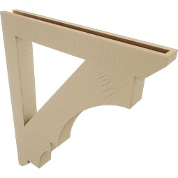 Ekena Millwork - BKTUR035X30X36BOA06RCPR - Timberthane Faux Wood Balboa Style Bracket, Slat Ends, 3 1/2"W x 30"D x 36"H, Primed Tan