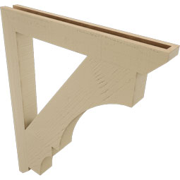 Ekena Millwork - BKTUR035X30X38BOA06RCPR - Timberthane Faux Wood Balboa Style Bracket, Slat Ends, 3 1/2"W x 30"D x 38"H, Primed Tan