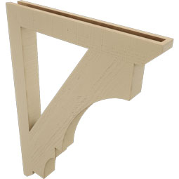 Ekena Millwork - BKTUR035X30X42BOA06RCPR - Timberthane Faux Wood Balboa Style Bracket, Slat Ends, 3 1/2"W x 30"D x 42"H, Primed Tan
