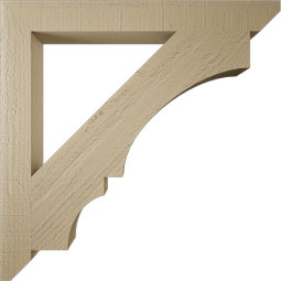 Ekena Millwork - BKTUR035X32X32BOA06RCPR - Timberthane Faux Wood Balboa Style Bracket, Slat Ends, 3 1/2"W x 32"D x 32"H, Primed Tan
