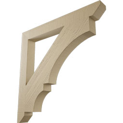 Ekena Millwork - BKTUR035X32X32BOA06RCPR - Timberthane Faux Wood Balboa Style Bracket, Slat Ends, 3 1/2"W x 32"D x 32"H, Primed Tan