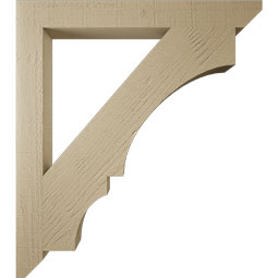 Ekena Millwork - BKTUR035X32X36BOA06RCPR - Timberthane Faux Wood Balboa Style Bracket, Slat Ends, 3 1/2"W x 32"D x 36"H, Primed Tan