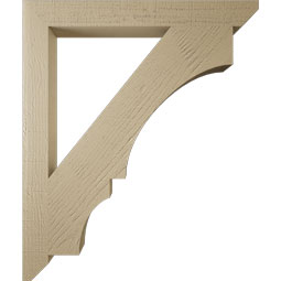 Ekena Millwork - BKTUR035X32X38BOA06RCPR - Timberthane Faux Wood Balboa Style Bracket, Slat Ends, 3 1/2"W x 32"D x 38"H, Primed Tan