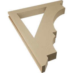 Ekena Millwork - BKTUR035X32X38BOA06RCPR - Timberthane Faux Wood Balboa Style Bracket, Slat Ends, 3 1/2"W x 32"D x 38"H, Primed Tan