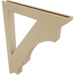Ekena Millwork - BKTUR035X32X44BOA06RCPR - Timberthane Faux Wood Balboa Style Bracket, Slat Ends, 3 1/2"W x 32"D x 44"H, Primed Tan