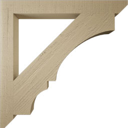 Ekena Millwork - BKTUR035X34X34BOA06RCPR - Timberthane Faux Wood Balboa Style Bracket, Slat Ends, 3 1/2"W x 34"D x 34"H, Primed Tan
