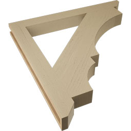 Ekena Millwork - BKTUR035X34X34BOA06RCPR - Timberthane Faux Wood Balboa Style Bracket, Slat Ends, 3 1/2"W x 34"D x 34"H, Primed Tan