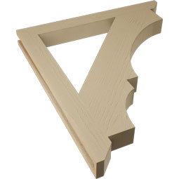 Ekena Millwork - BKTUR035X34X38BOA06RCPR - Timberthane Faux Wood Balboa Style Bracket, Slat Ends, 3 1/2"W x 34"D x 38"H, Primed Tan
