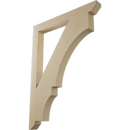 Ekena Millwork - BKTUR035X34X46BOA06RCPR - Timberthane Faux Wood Balboa Style Bracket, Slat Ends, 3 1/2"W x 34"D x 46"H, Primed Tan