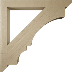 Ekena Millwork - BKTUR035X36X36BOA06RCPR - Timberthane Faux Wood Balboa Style Bracket, Slat Ends, 3 1/2"W x 36"D x 36"H, Primed Tan