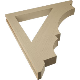 Ekena Millwork - BKTUR035X36X36BOA06RCPR - Timberthane Faux Wood Balboa Style Bracket, Slat Ends, 3 1/2"W x 36"D x 36"H, Primed Tan