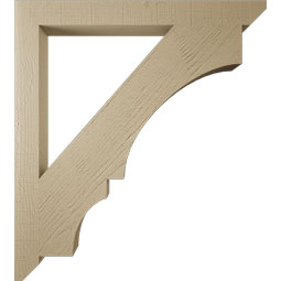 Ekena Millwork - BKTUR035X36X40BOA06RCPR - Timberthane Faux Wood Balboa Style Bracket, Slat Ends, 3 1/2"W x 36"D x 40"H, Primed Tan