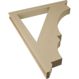 Ekena Millwork - BKTUR035X36X44BOA06RCPR - Timberthane Faux Wood Balboa Style Bracket, Slat Ends, 3 1/2"W x 36"D x 44"H, Primed Tan