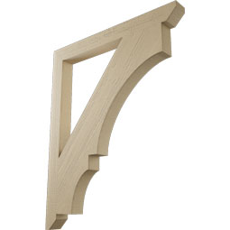 Ekena Millwork - BKTUR035X36X44BOA06RCPR - Timberthane Faux Wood Balboa Style Bracket, Slat Ends, 3 1/2"W x 36"D x 44"H, Primed Tan