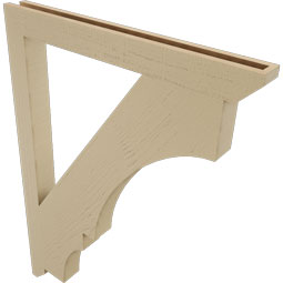 Ekena Millwork - BKTUR035X36X48BOA06RCPR - Timberthane Faux Wood Balboa Style Bracket, Slat Ends, 3 1/2"W x 36"D x 48"H, Primed Tan