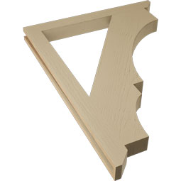 Ekena Millwork - BKTUR035X36X48BOA06RCPR - Timberthane Faux Wood Balboa Style Bracket, Slat Ends, 3 1/2"W x 36"D x 48"H, Primed Tan