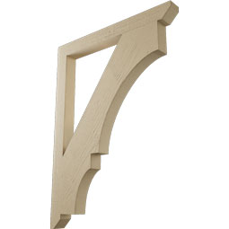 Ekena Millwork - BKTUR035X36X48BOA06RCPR - Timberthane Faux Wood Balboa Style Bracket, Slat Ends, 3 1/2"W x 36"D x 48"H, Primed Tan