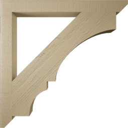 Ekena Millwork - BKTUR035X38X38BOA06RCPR - Timberthane Faux Wood Balboa Style Bracket, Slat Ends, 3 1/2"W x 38"D x 38"H, Primed Tan