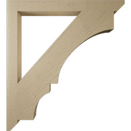 Ekena Millwork - BKTUR035X38X42BOA06RCPR - Timberthane Faux Wood Balboa Style Bracket, Slat Ends, 3 1/2"W x 38"D x 42"H, Primed Tan