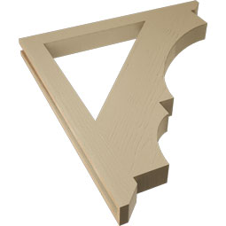 Ekena Millwork - BKTUR035X38X42BOA06RCPR - Timberthane Faux Wood Balboa Style Bracket, Slat Ends, 3 1/2"W x 38"D x 42"H, Primed Tan