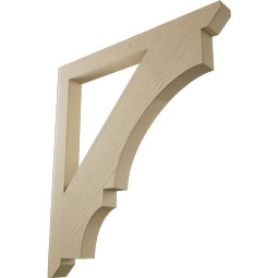 Ekena Millwork - BKTUR035X38X42BOA06RCPR - Timberthane Faux Wood Balboa Style Bracket, Slat Ends, 3 1/2"W x 38"D x 42"H, Primed Tan