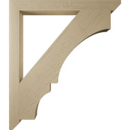 Ekena Millwork - BKTUR035X38X44BOA06RCPR - Timberthane Faux Wood Balboa Style Bracket, Slat Ends, 3 1/2"W x 38"D x 44"H, Primed Tan