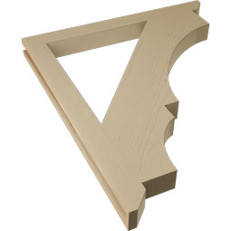 Ekena Millwork - BKTUR035X38X44BOA06RCPR - Timberthane Faux Wood Balboa Style Bracket, Slat Ends, 3 1/2"W x 38"D x 44"H, Primed Tan