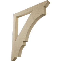 Ekena Millwork - BKTUR035X38X44BOA06RCPR - Timberthane Faux Wood Balboa Style Bracket, Slat Ends, 3 1/2"W x 38"D x 44"H, Primed Tan