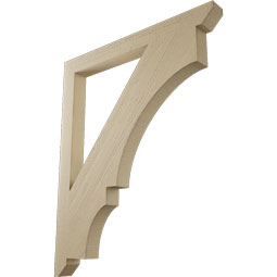 Ekena Millwork - BKTUR035X38X46BOA06RCPR - Timberthane Faux Wood Balboa Style Bracket, Slat Ends, 3 1/2"W x 38"D x 46"H, Primed Tan