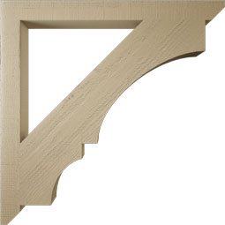Ekena Millwork - BKTUR035X40X40BOA06RCPR - Timberthane Faux Wood Balboa Style Bracket, Slat Ends, 3 1/2"W x 40"D x 40"H, Primed Tan