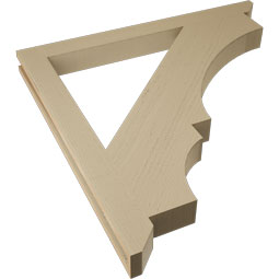 Ekena Millwork - BKTUR035X40X40BOA06RCPR - Timberthane Faux Wood Balboa Style Bracket, Slat Ends, 3 1/2"W x 40"D x 40"H, Primed Tan