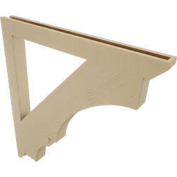 Ekena Millwork - BKTUR035X40X44BOA06RCPR - Timberthane Faux Wood Balboa Style Bracket, Slat Ends, 3 1/2"W x 40"D x 44"H, Primed Tan