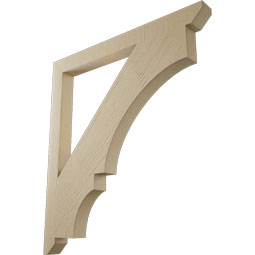 Ekena Millwork - BKTUR035X40X44BOA06RCPR - Timberthane Faux Wood Balboa Style Bracket, Slat Ends, 3 1/2"W x 40"D x 44"H, Primed Tan