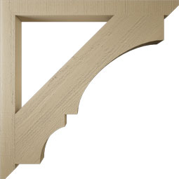 Ekena Millwork - BKTUR035X42X42BOA06RCPR - Timberthane Faux Wood Balboa Style Bracket, Slat Ends, 3 1/2"W x 42"D x 42"H, Primed Tan
