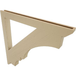 Ekena Millwork - BKTUR035X42X42BOA06RCPR - Timberthane Faux Wood Balboa Style Bracket, Slat Ends, 3 1/2"W x 42"D x 42"H, Primed Tan