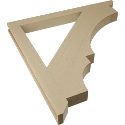 Ekena Millwork - BKTUR035X42X42BOA06RCPR - Timberthane Faux Wood Balboa Style Bracket, Slat Ends, 3 1/2"W x 42"D x 42"H, Primed Tan