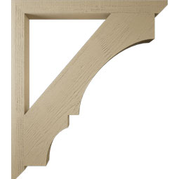 Ekena Millwork - BKTUR035X42X48BOA06RCPR - Timberthane Faux Wood Balboa Style Bracket, Slat Ends, 3 1/2"W x 42"D x 48"H, Primed Tan