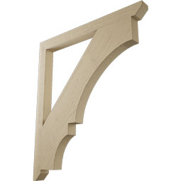 Ekena Millwork - BKTUR035X42X48BOA06RCPR - Timberthane Faux Wood Balboa Style Bracket, Slat Ends, 3 1/2"W x 42"D x 48"H, Primed Tan
