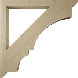 Ekena Millwork - BKTUR035X44X44BOA06RCPR - Timberthane Faux Wood Balboa Style Bracket, Slat Ends, 3 1/2"W x 44"D x 44"H, Primed Tan