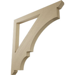 Ekena Millwork - BKTUR035X44X44BOA06RCPR - Timberthane Faux Wood Balboa Style Bracket, Slat Ends, 3 1/2"W x 44"D x 44"H, Primed Tan