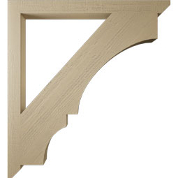 Ekena Millwork - BKTUR035X44X48BOA06RCPR - Timberthane Faux Wood Balboa Style Bracket, Slat Ends, 3 1/2"W x 44"D x 48"H, Primed Tan