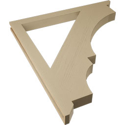 Ekena Millwork - BKTUR035X44X48BOA06RCPR - Timberthane Faux Wood Balboa Style Bracket, Slat Ends, 3 1/2"W x 44"D x 48"H, Primed Tan