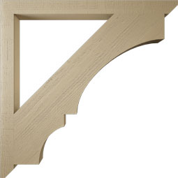 Ekena Millwork - BKTUR035X46X46BOA06RCPR - Timberthane Faux Wood Balboa Style Bracket, Slat Ends, 3 1/2"W x 46"D x 46"H, Primed Tan